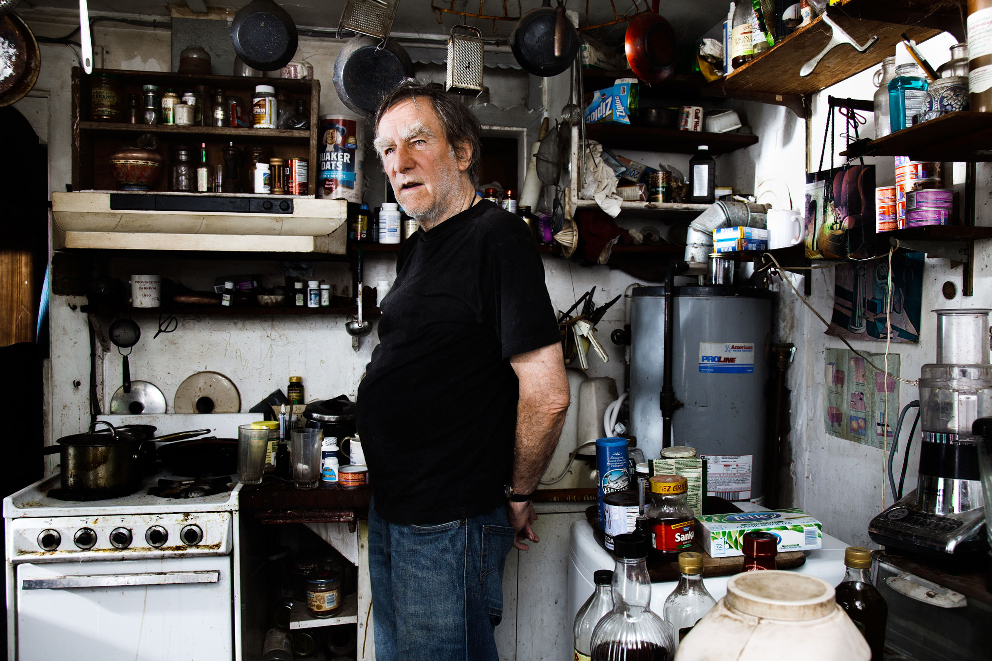 Photo of Peter Hutchinson in his kitchen in Provincetown.